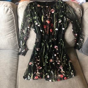 Black embroidered dress